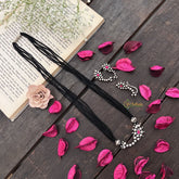 Vriksham Classic Traditional Nath Silver Oxidized Pendant & Nath With Black Beaded Magalsutra-S1006